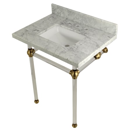 Kingston Brass 30X22 Marble Vanity Top W/ Acrylic Feet Combo, Marble/Brass KVPB30MASQ7